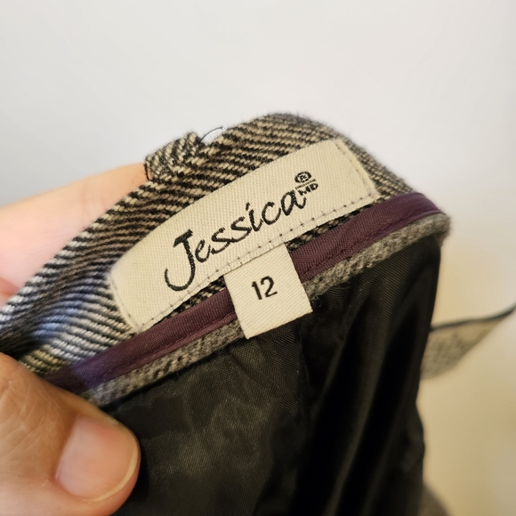 Jessica grey business office formal wide winter lined wool pants size 12 US - Picture 5 of 8